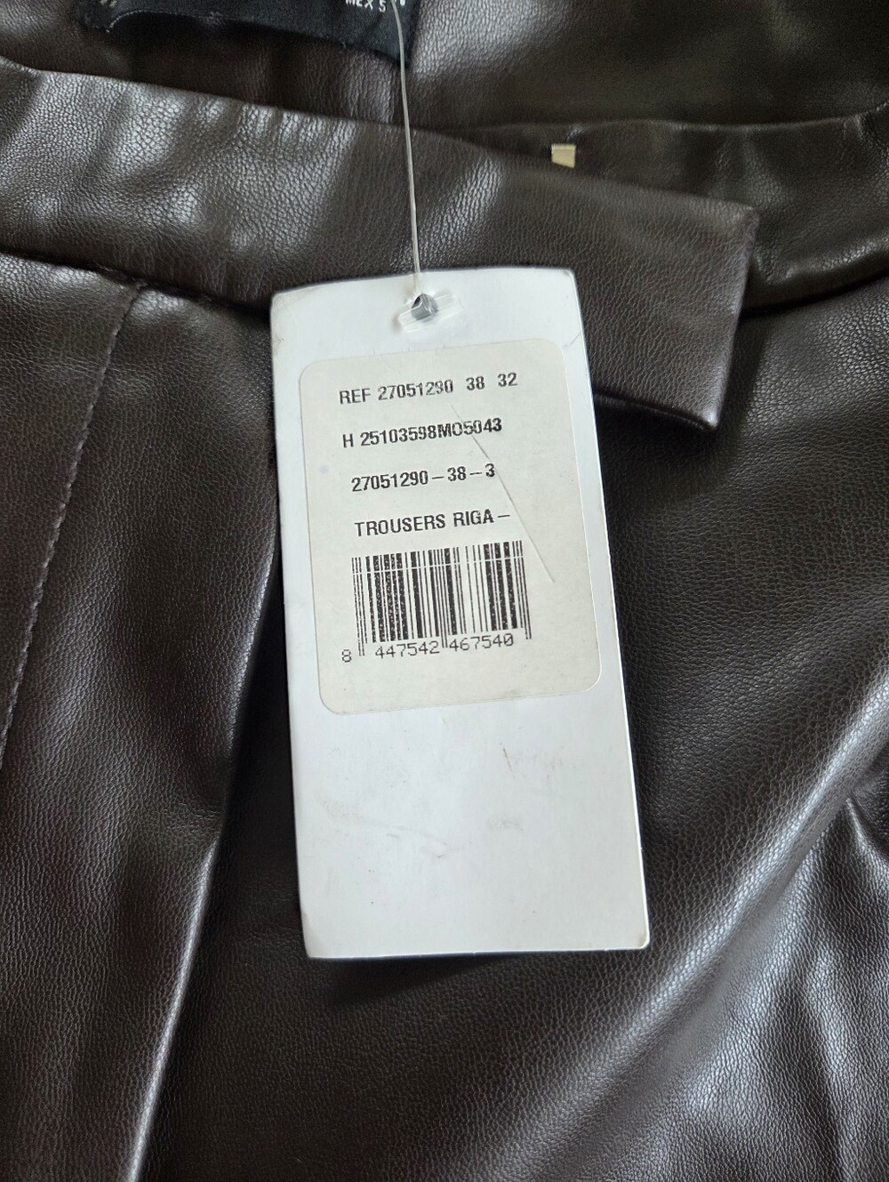 Mango Mng Womens Brown Riga Faux Leather Wide Leg Pants Size 6 NWT Office Fall - Picture 4 of 11